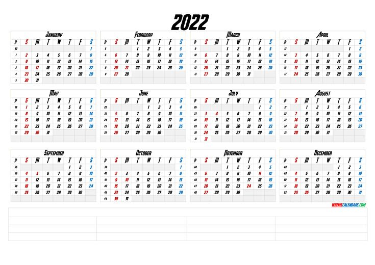 Printable 2022 Calendar With Week Numbers 6 Templates 12 Month 