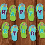 PRINTABLE Flip Flop Flower Beach Happy Birthday Banner For