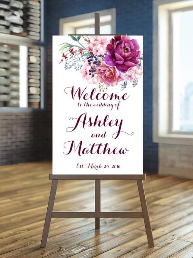 Printable Wedding Sign Welcome Wedding Sign Floral Wedding Sign 