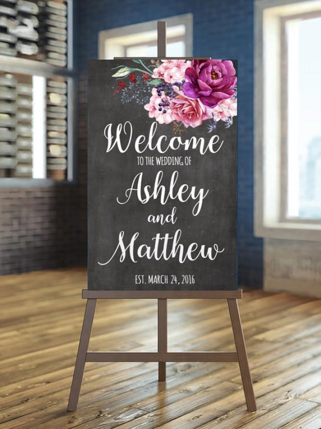 Printable Wedding Sign Welcome Wedding Sign Floral Wedding Sign