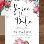 Protea Save The Date Card Printable Save The Dates Wedding Invitation