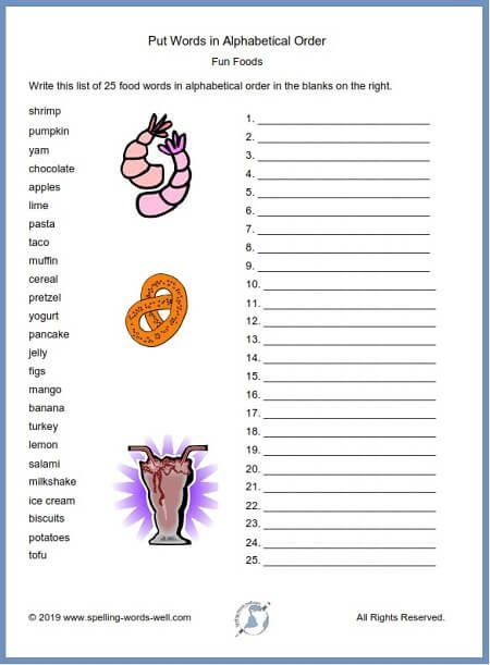 Put Words In Alphabetical Order Worksheets Alphabetical Order 