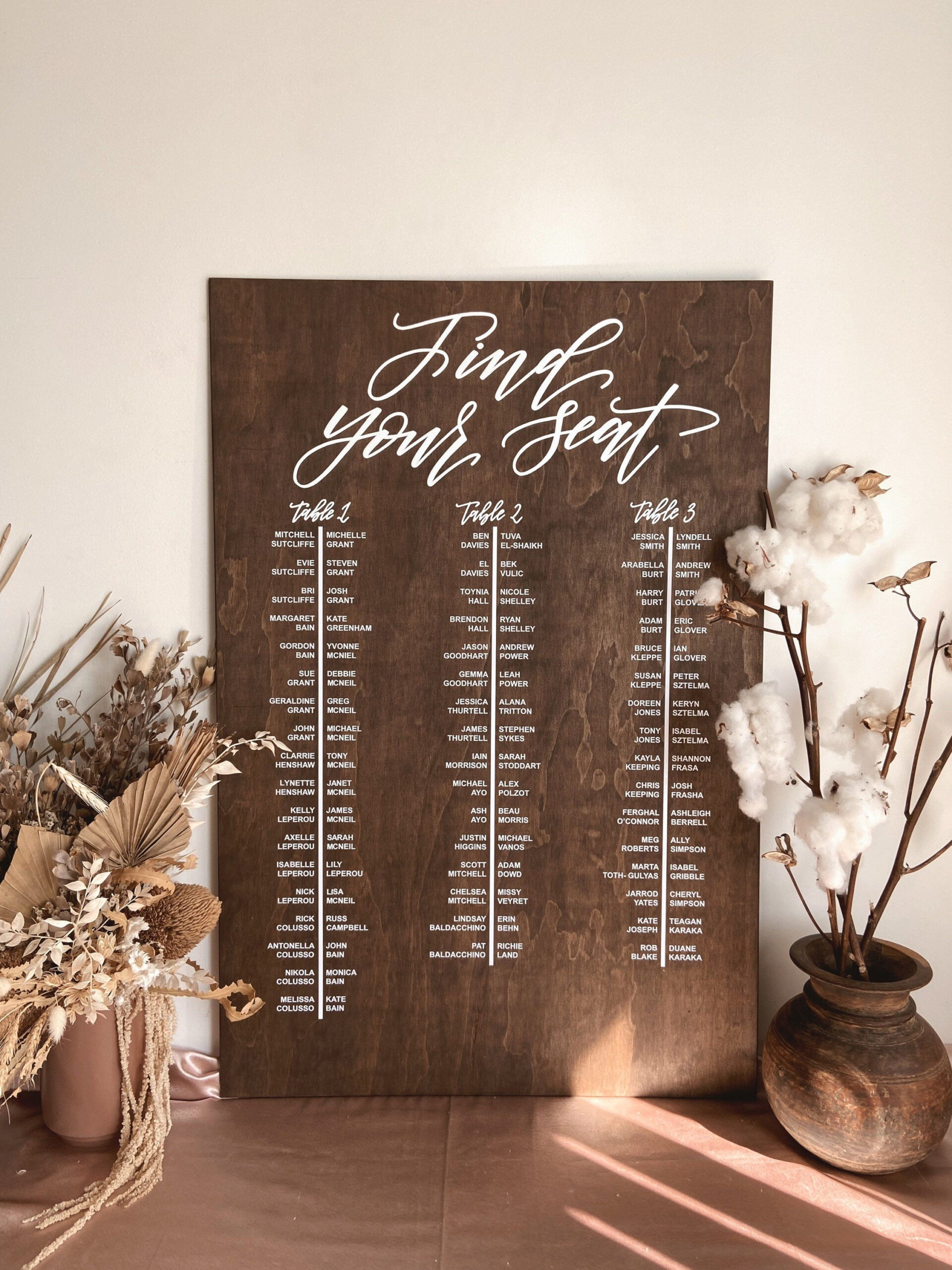 SEATING Chart Find Your Seat Wooden Wedding Guest Seating Plan