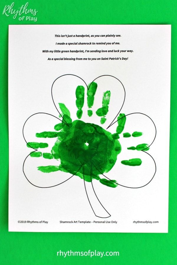 Shamrock Handprint Art Crafts With Printable Poem Rhythms Of Play 