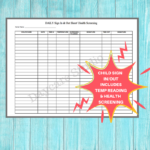 Sign In Out Log With Temp Check Daycare Printable Health Screening