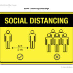 SOCIAL DISTANCING Yellow Safety Sign Free Printable Worksheets For Kids
