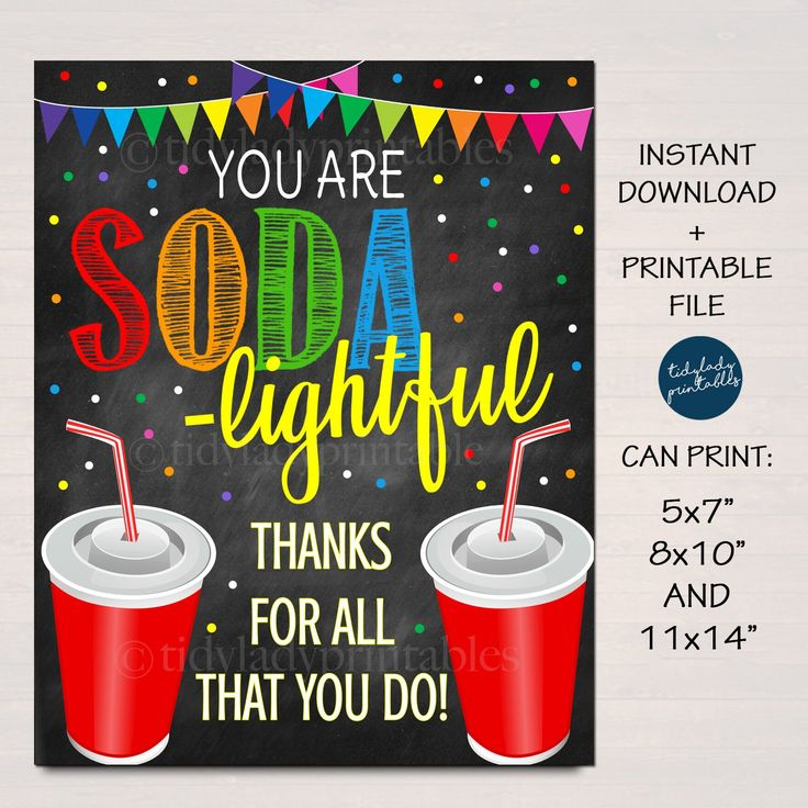 Soda Appreciation Sign Staff Employee Nurse Teacher Volunteer 