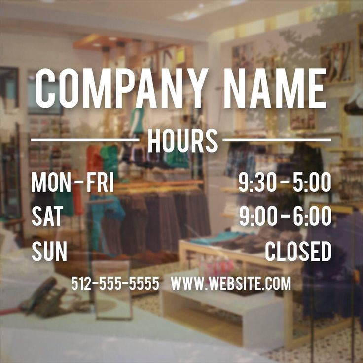 Store Hours Sign Business Vinyl Decal Hours Of Operation Etsy Store 