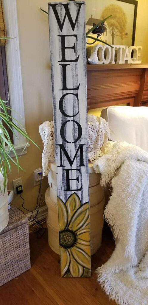 Sunflower Yellow Welcome Sign Sunflower Summer Porch Sign Etsy In 