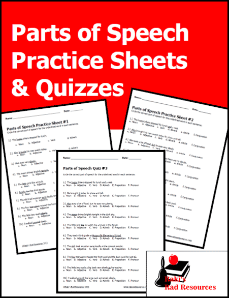 Three Free Parts Of Speech Quizzes Classroom Freebies