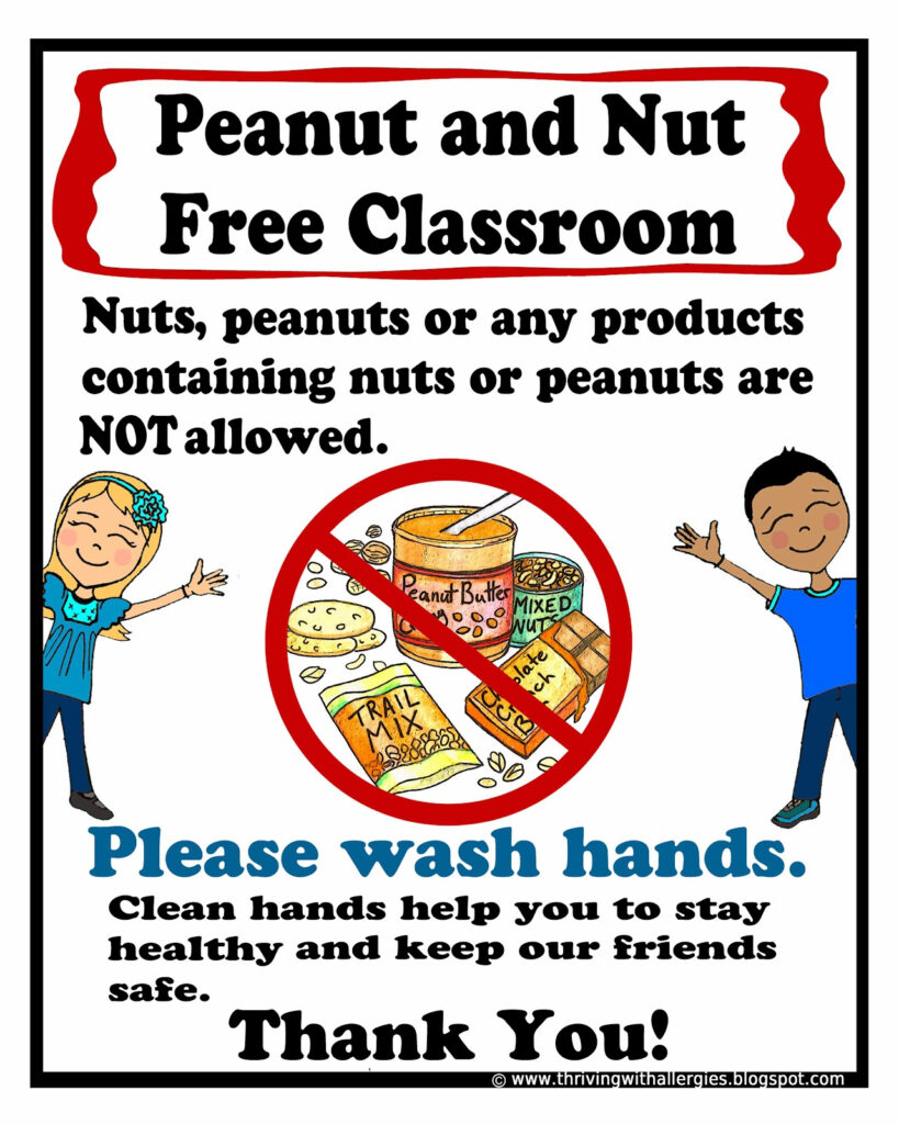 Thriving With Allergies Peanut Tree nut Free Classroom Poster Food 