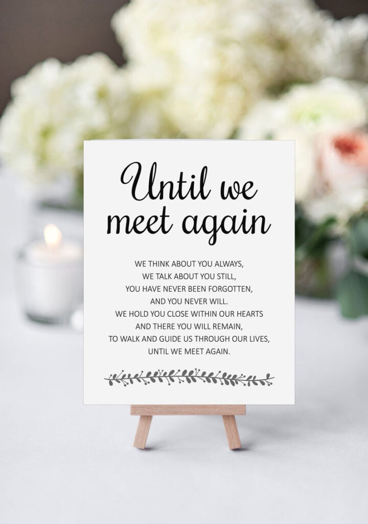 Until We Meet Again Memorial Poem Printable Wedding Etsy