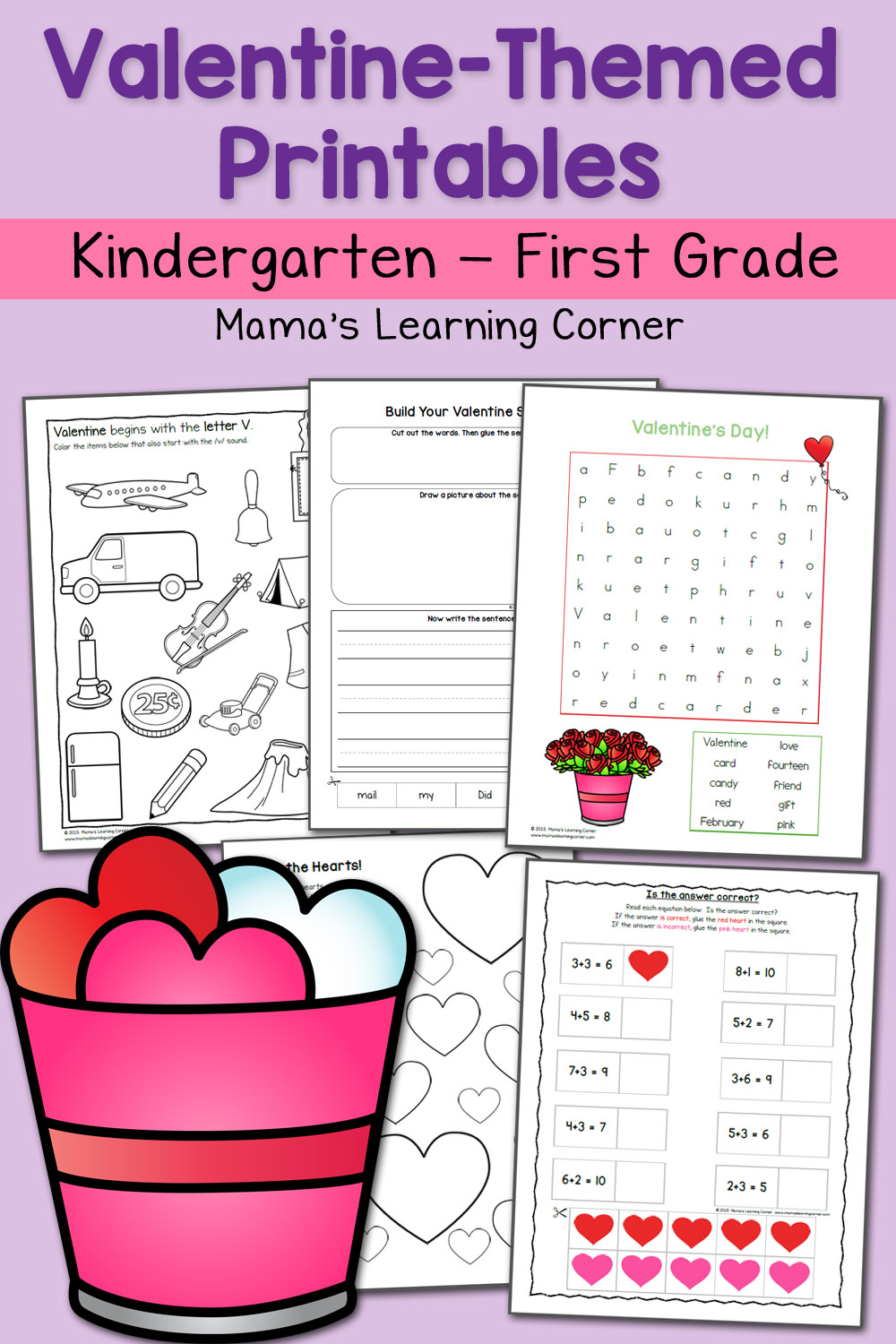 Valentine Worksheets For Kindergarten And First Grade Mamas Learning