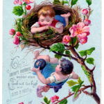 Vintage Easter Clip Art Children In Nest The Graphics Fairy