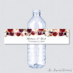 Wedding Bottle Water Labels Wedding Bottle Wrappers Red Flower Custom