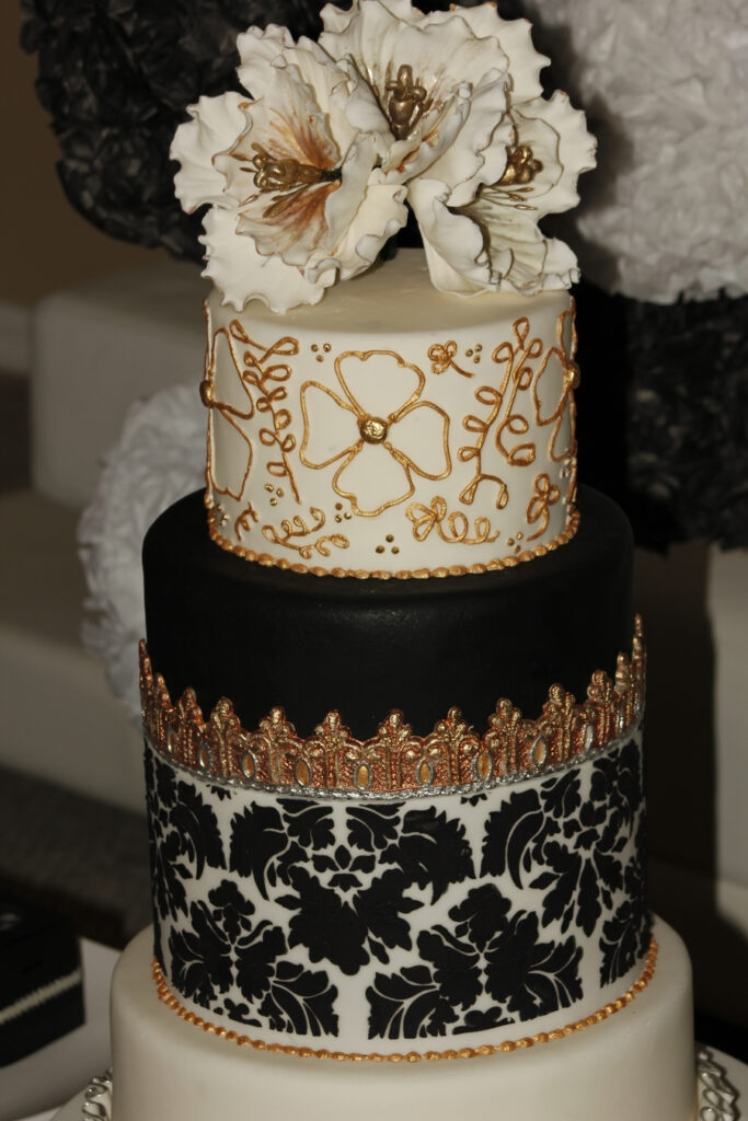 Wedding Cake Black white Silver Gold CakeCentral