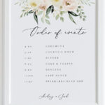 Wedding Order Of Events Template Blush Floral Wedding Order Of