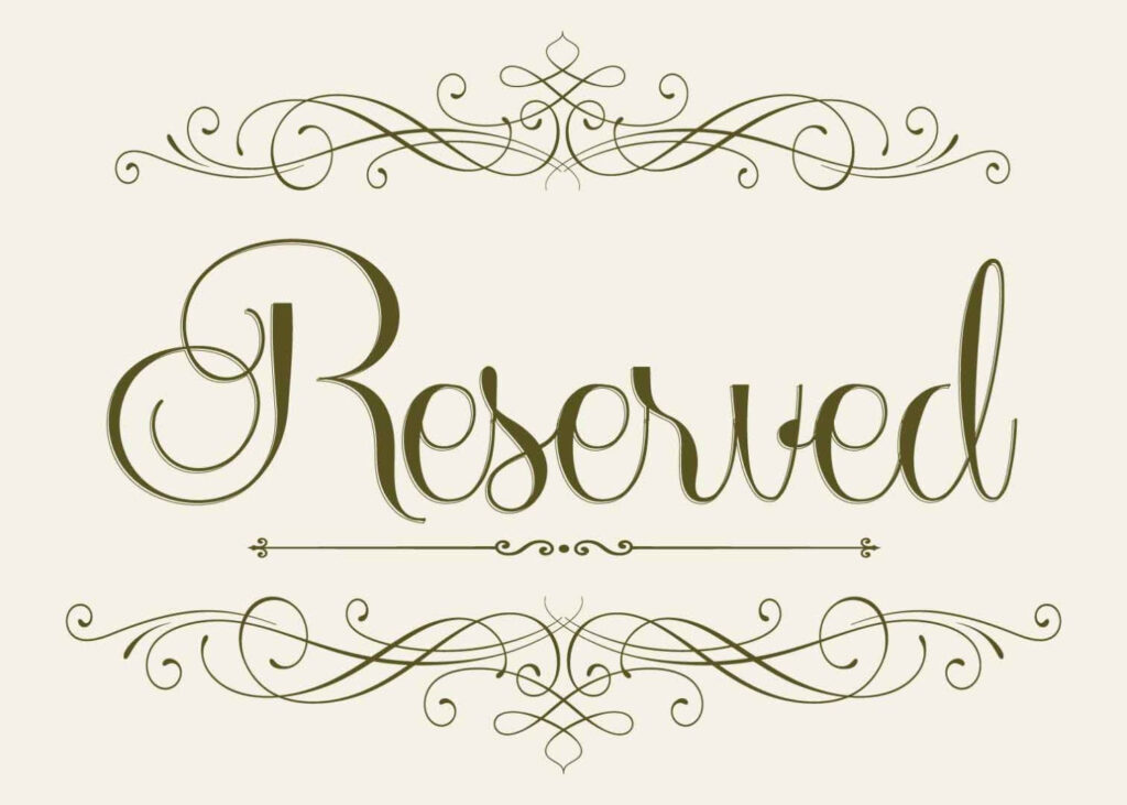 Wedding Seating RESERVED Sign 5 X 7