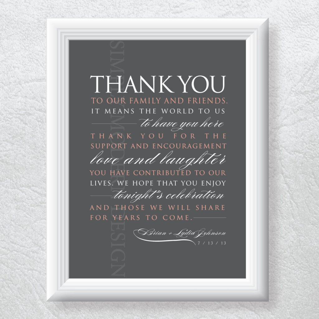 Wedding Thank You Sign Wedding Sign Guest Thank You Guest Favor 