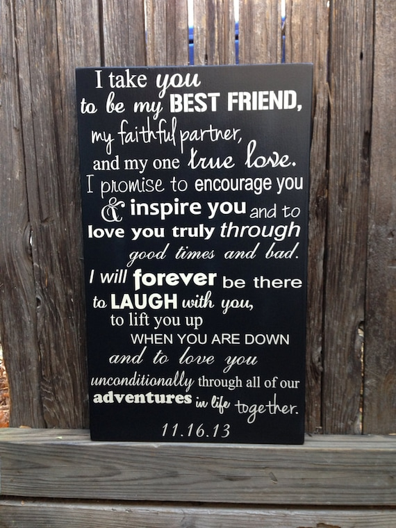 Wedding Vows Anniversary Gift Wood Sign 12 X 20 Marriage