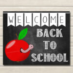 Welcome Back To School Sign Classroom Decor Apple School Etsy