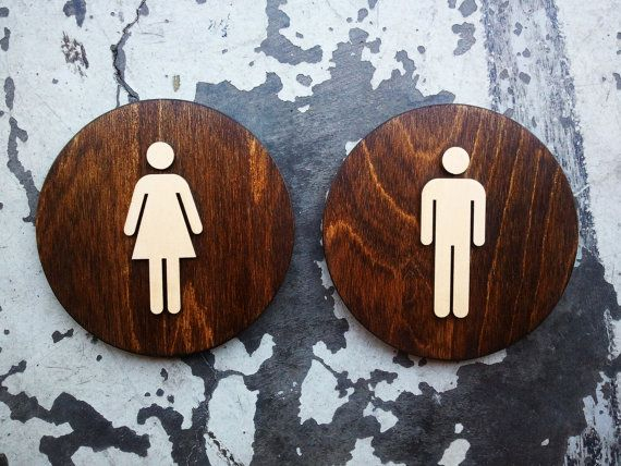 Womens Mens Office Restroom Sign Set WC Signage 6 9 Or 12 Size 