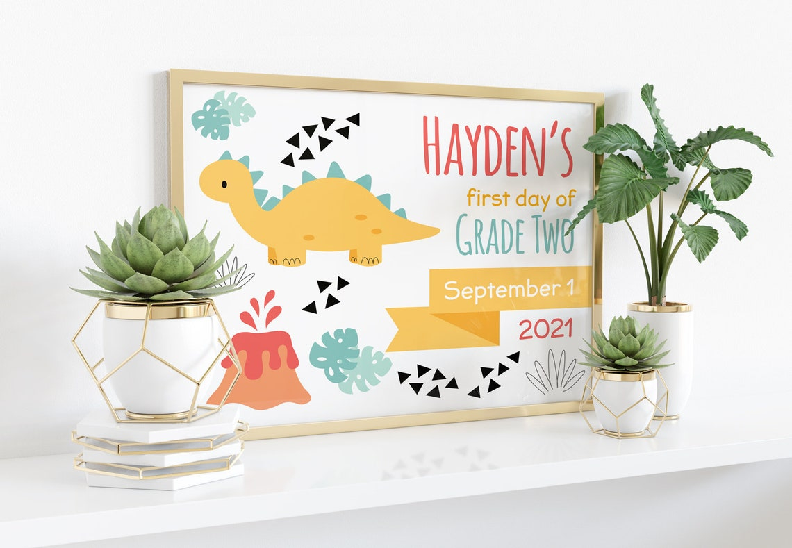 First Day Of School Stegosaurus Printable Sign