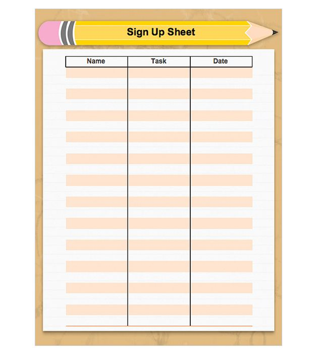 Back to School Sign Up Sheet YourTemplateFinder Sign Up Sheets 