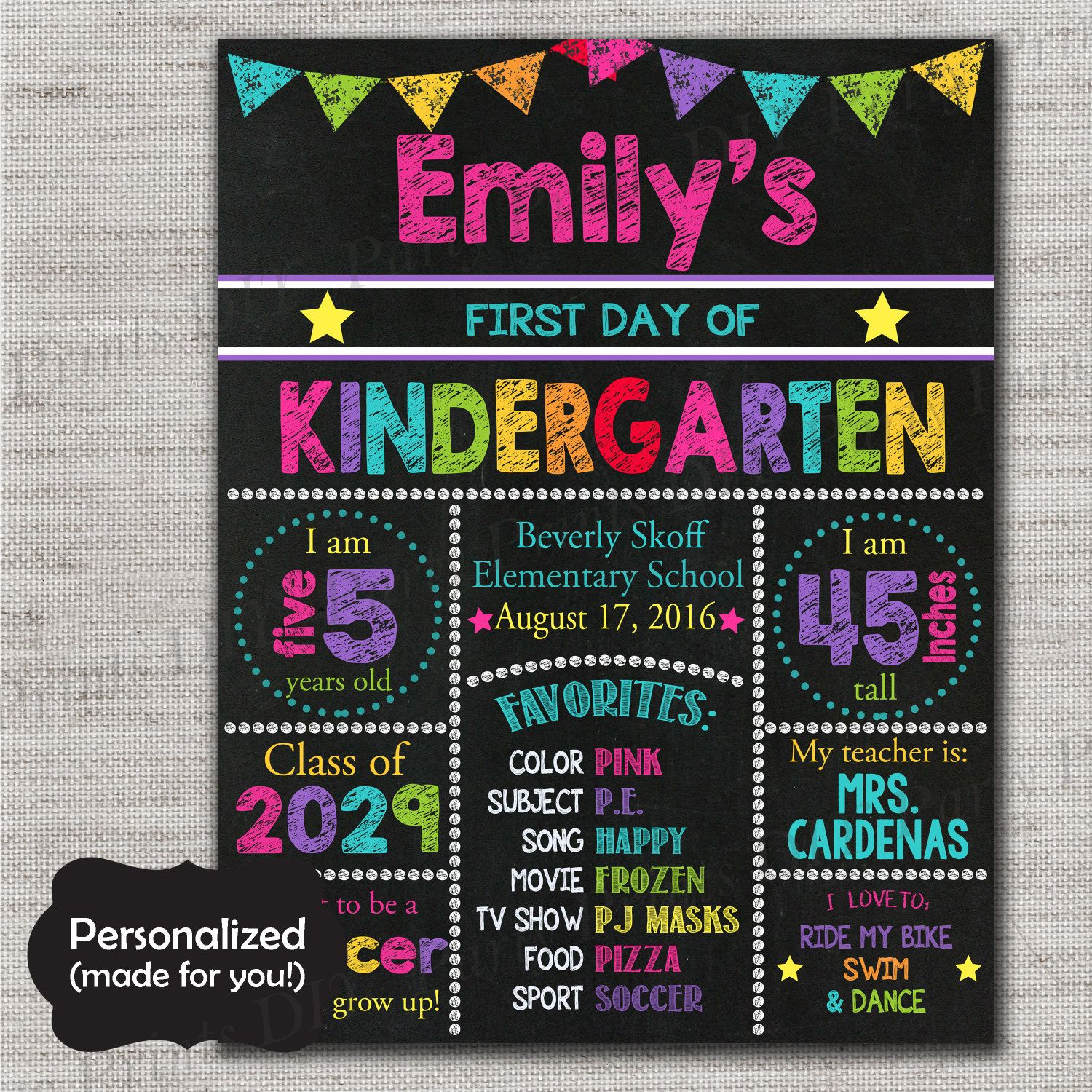 Back To School SignFirst Day Of School Chalkboard Printable With 