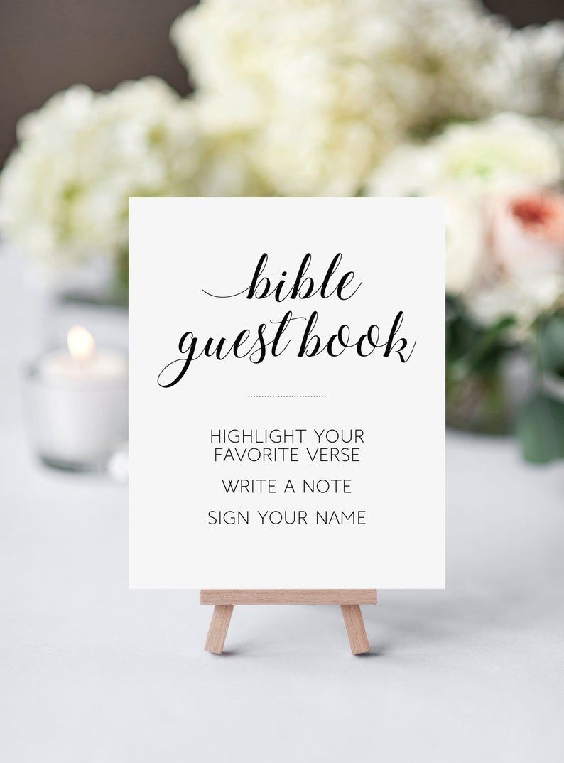 Bible Guest Book Sign Elegant Printable Wedding Sign Etsy Wedding 