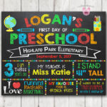 Boy Printable First Day Of School Sign First Day Of Preschool