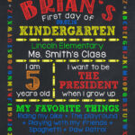 Boy s Printable First Day Of Kindergarten Chalkboard Sign Etsy