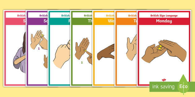 British Sign Language BSL Days Of The Week Posters