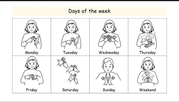 BSL DAYS OF THE WEEK Sign Language Book Baby Sign Language Sign