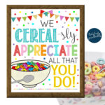 Cereal Bar Sign Teacher Appreciation Week Printable Breakfast Food