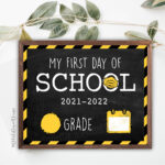 Chalkboard 2021 2022 My FIRST Day Of School Printable Sign Etsy