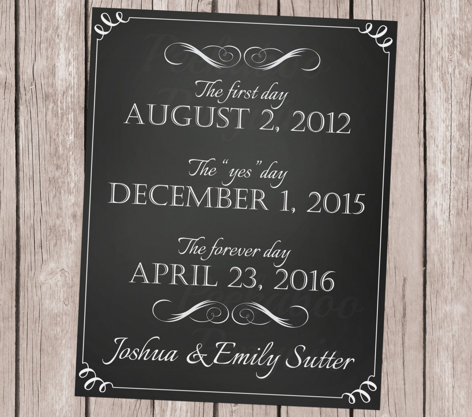 Chalkboard Wedding Dates Sign Important Dates Sign Special Dates 