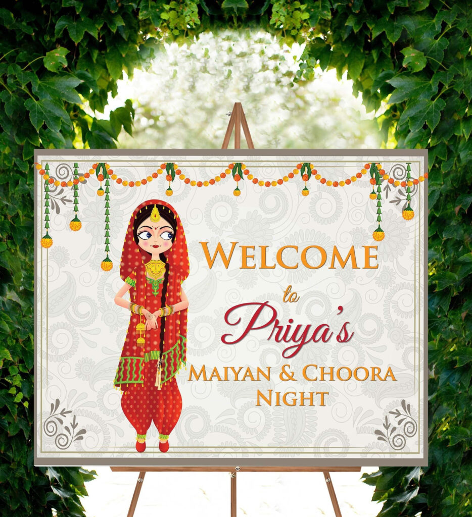 Choora Sign Desi Wedding Sign Kaleere Sign Printable Welcome Etsy 