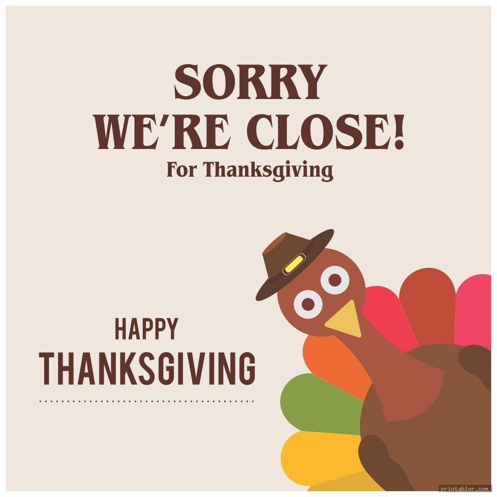 Closed For Thanksgiving Sign Printable Gridgit