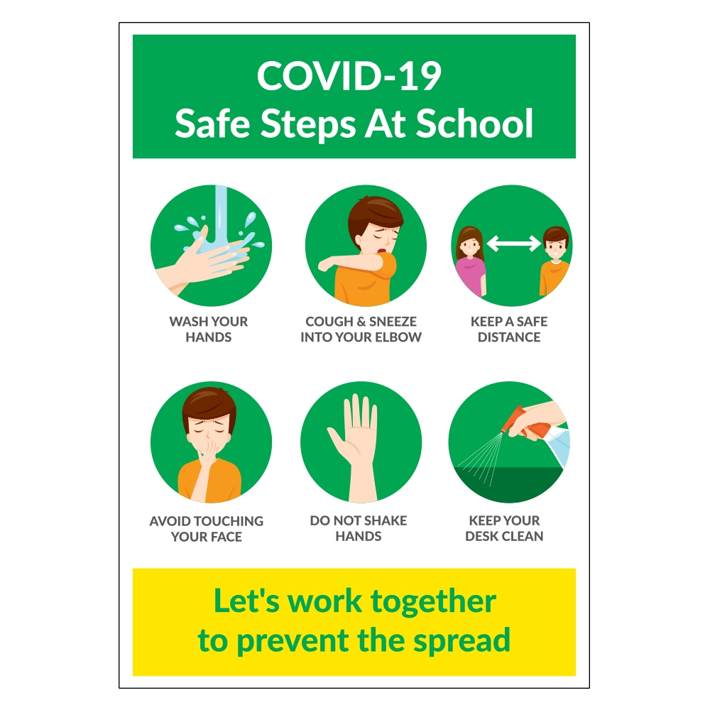COVID 19 Safe Steps At School Sign
