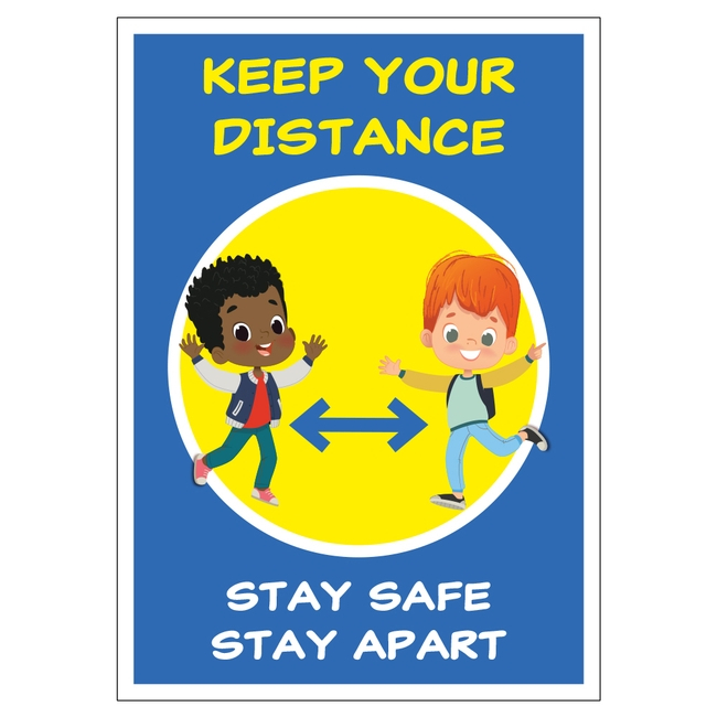 COVID 19 School Keep Your Distance Sign Blue
