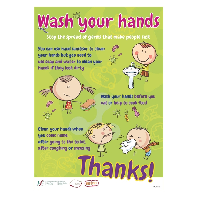 COVID 19 Wash Your Hands Primary School Sign