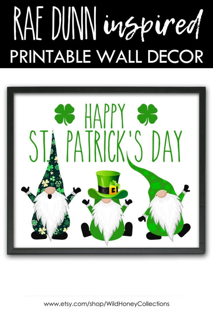 Cute St Patrick s Day Gnomes Printable Decor Happy St Etsy St 