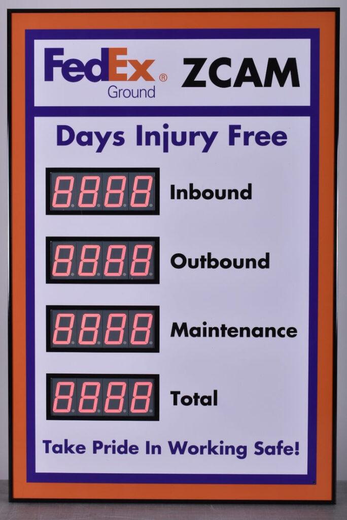 Days Since Last Accident Sign With Four Displays 36Hx24W Safety 