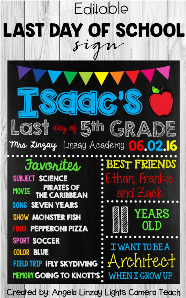 EDITABLE Last Day Of School Sign With Memories It s A Great Way To 