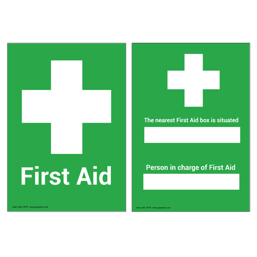 First Aid Nearest First Aid Box Sign A5 Wipe Clean Gompels HealthCare