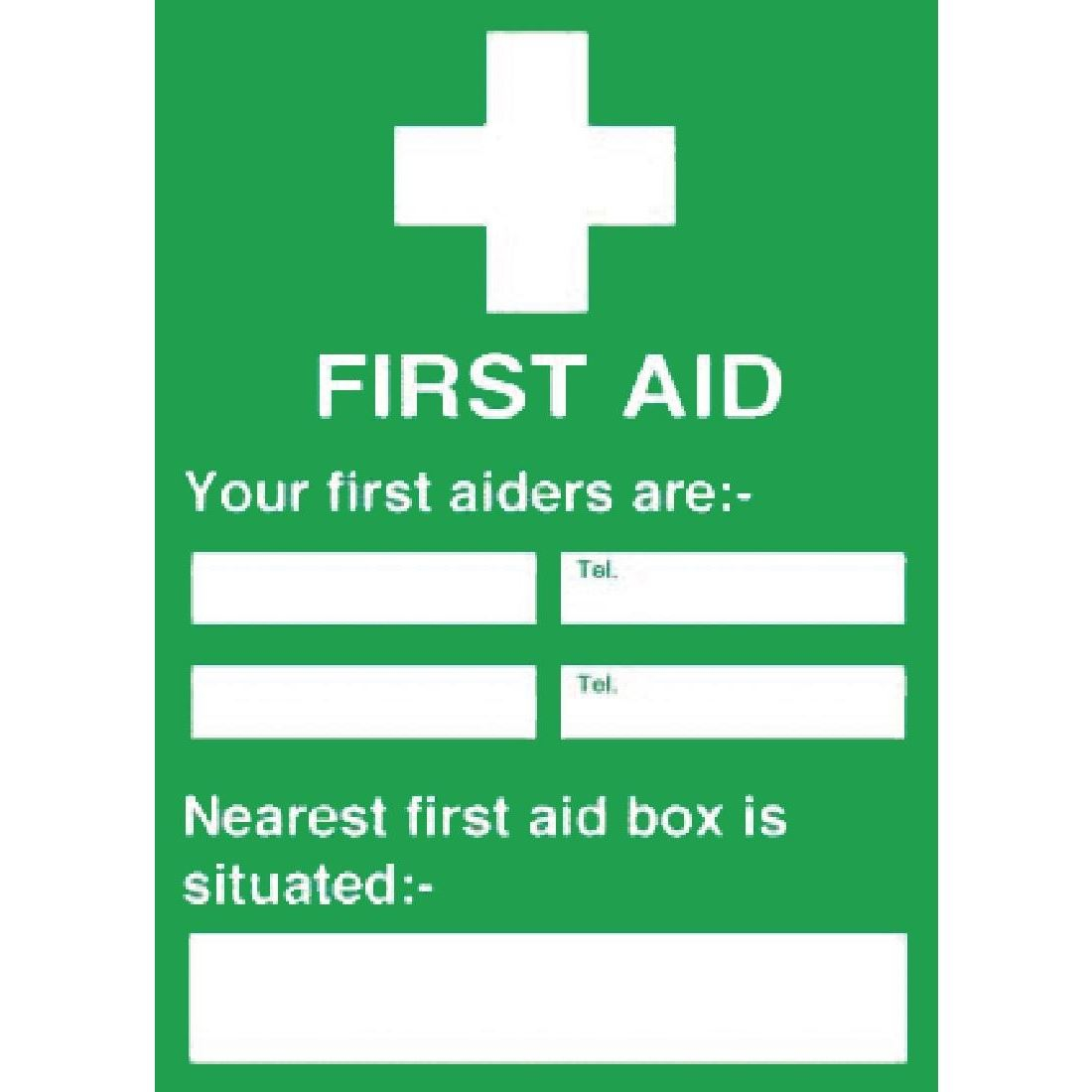 First Aiders Nearest First Aid Box Sign Notice Safety Poster Commercial 