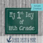 First Day Of 11th Grade Chalkboard Printable Instant Download