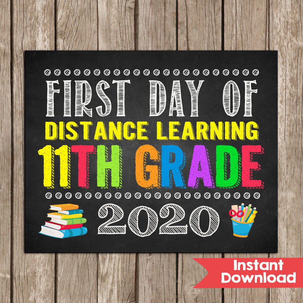 First Day Of 11th Grade Distance Learning Sign JUNIOR Etsy In 2020 