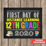 First Day Of 12th Grade Distance Learning Sign Senior Etsy In 2020